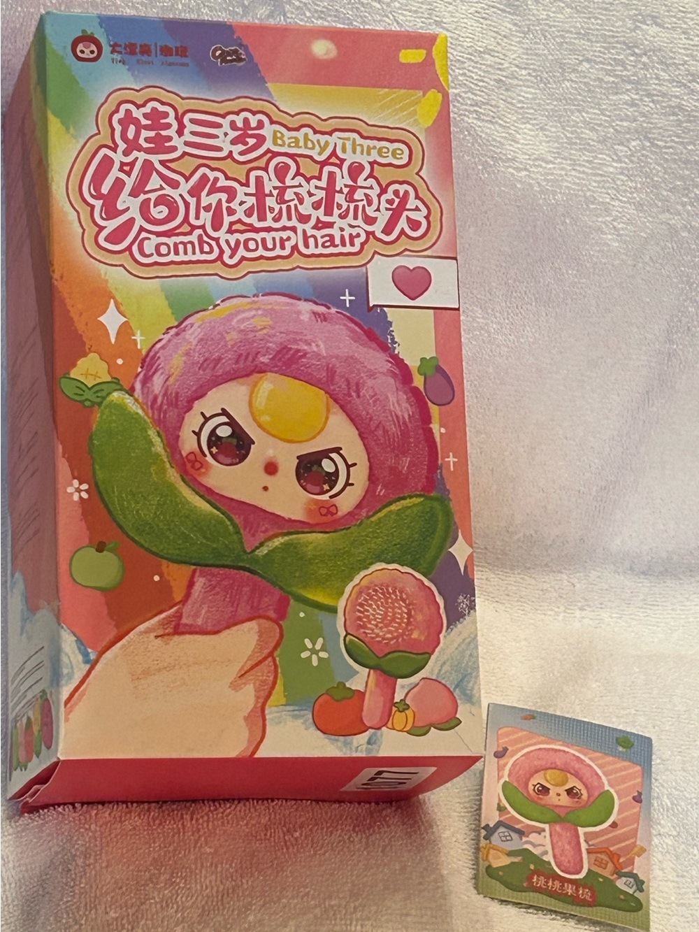 Baby Three “Comb your hair” Cute Pink Character Brush pendant